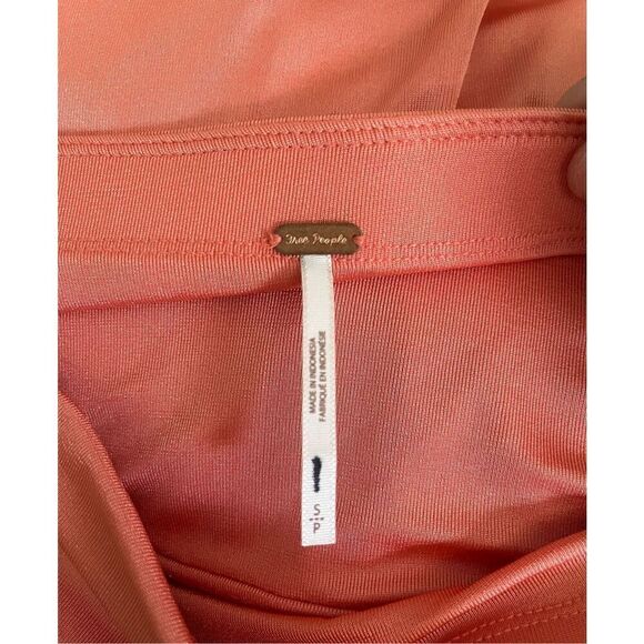 Free People Who’s That Burnt Coral Ruched Mini Skirt - Picture 3 of 6